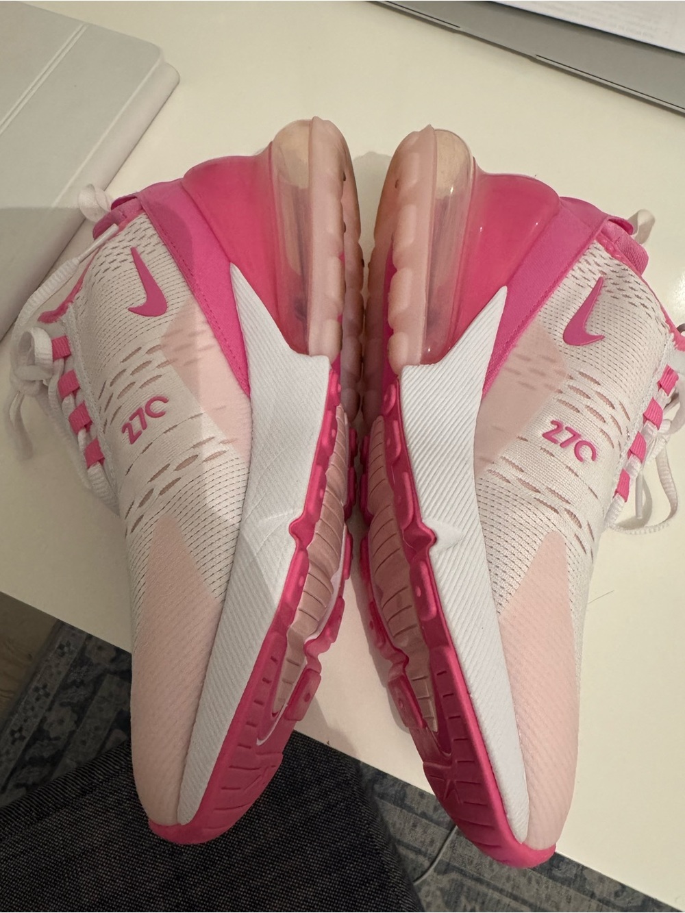Nike Air Max 270 Big Kids' Shoes Pink/White Size 7Y